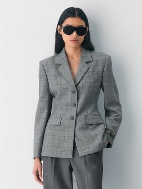 Aritzia Standout grey check blazer